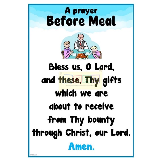 Prayers Chart for kids (Our Gurdian Angel, Hail Mary, Our Father etc ...