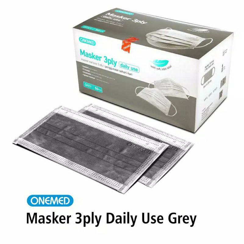 Onemed Earloop Mask Ash Onemed Mask Non Hijab Ash Onemed Mask | Shopee ...