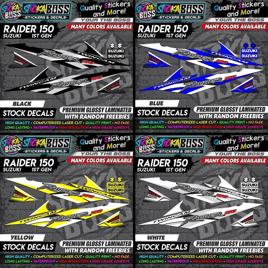 STICKER DECALS for RAIDER 150 1ST GEN ASSORTED COLORS By STICKABOSS ...
