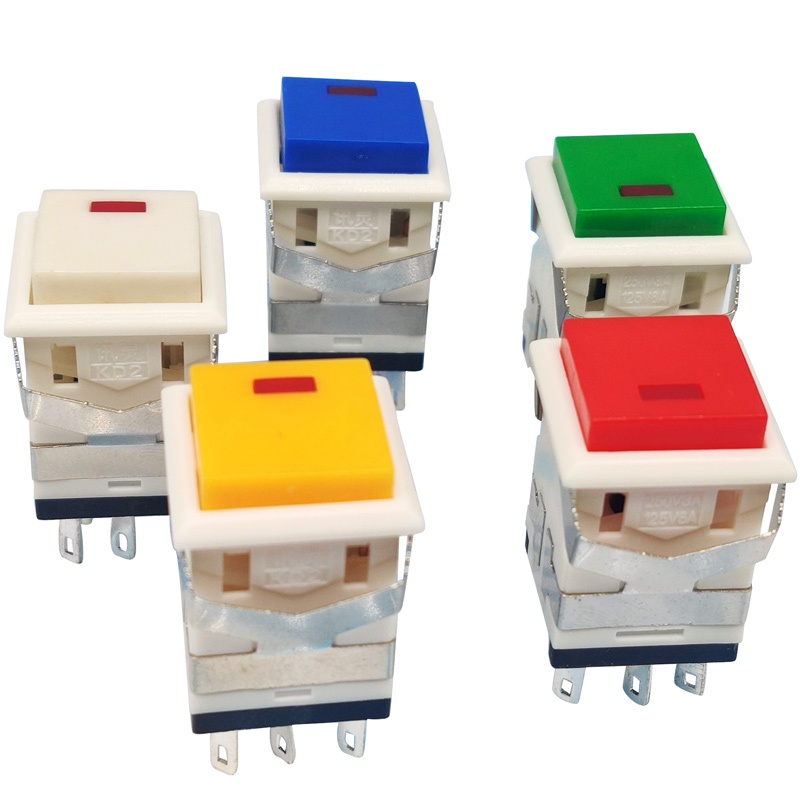 Button switch KD221/22 17*17mm square push button LED light 8pin