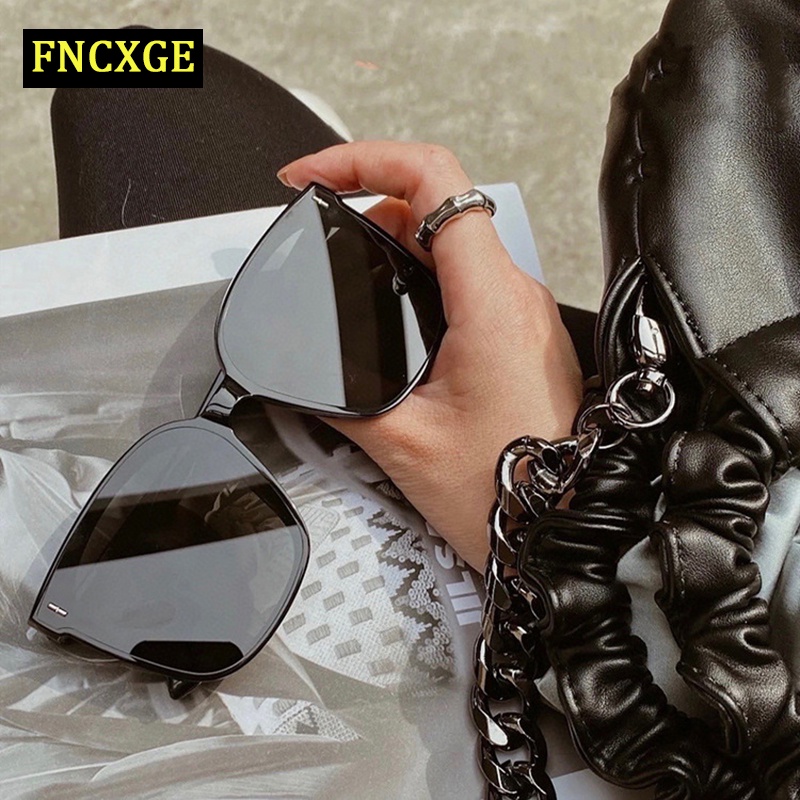 Fncxge 2021 Women Men Square Sunglasses Oversized Vintage Retro Sun Glasses Black Sun Glasses 0178