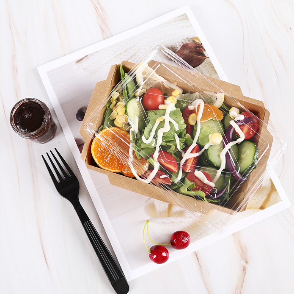 [10PCS] 700ML Kraft Paper Lunch Box Disposable Eco-friendly Food ...
