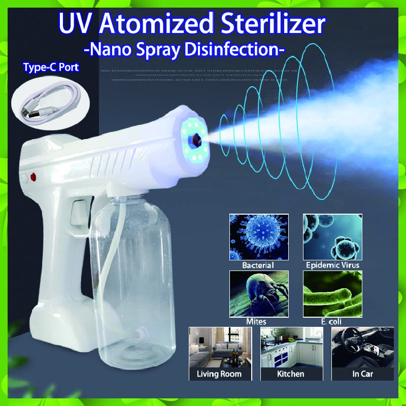 Nano Disinfection Spray Gun UV BluRay Nano Sanitizer Sprayer Machine 800ml Alcohol Mist