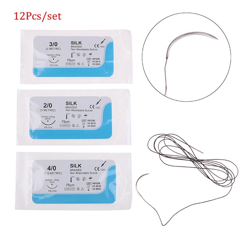 COD Hot sale 12PCS 75cm 2/0 3/0 4/0 Dental Surgical Needle Silk Medical ...