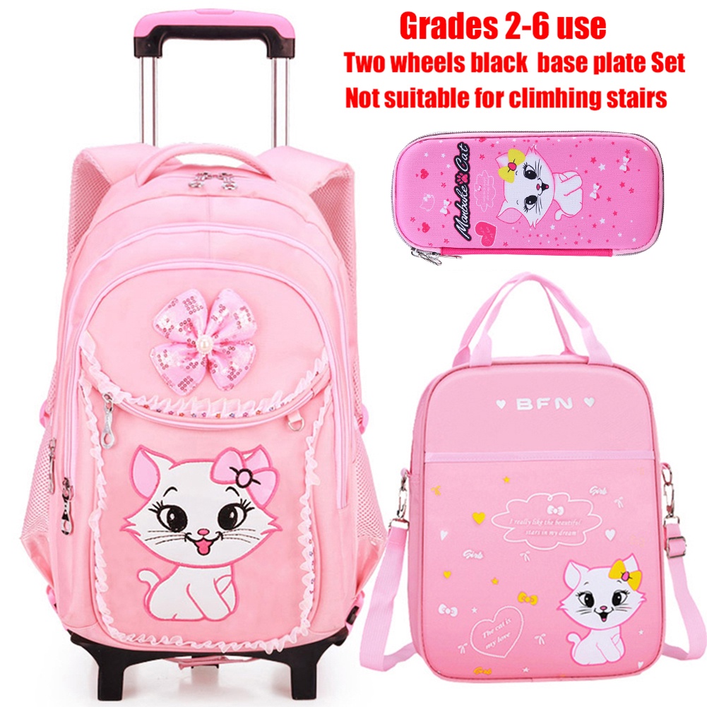 Girl school bag trolley sale