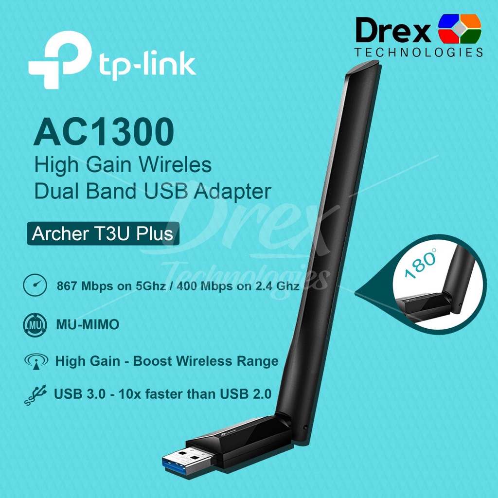TPLINK Archer T3U Plus AC1300 High Gain Wireless Dual Band USB Adapter