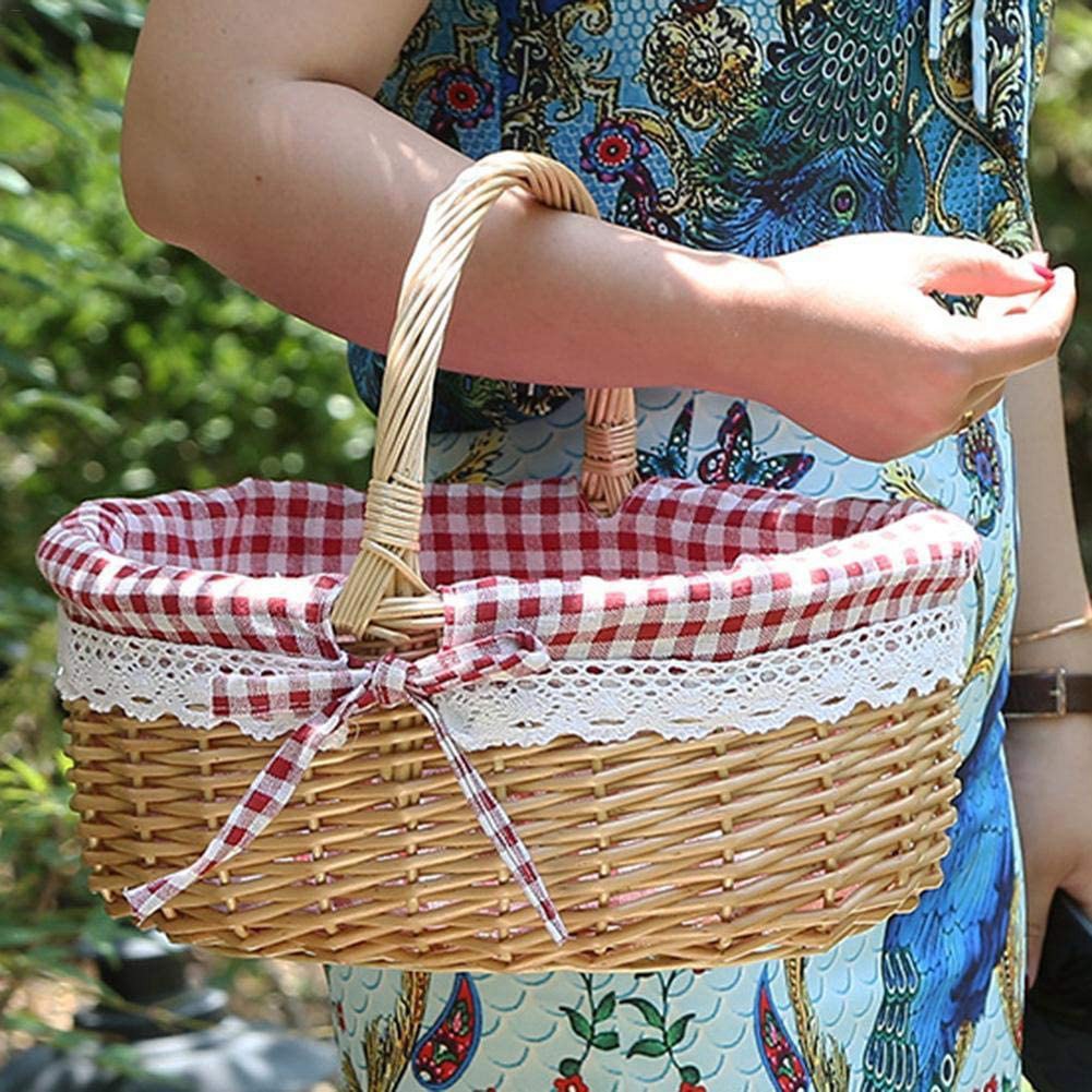 Wicker Basket Gift Baskets Empty Oval Willow Woven Picnic Basket with ...