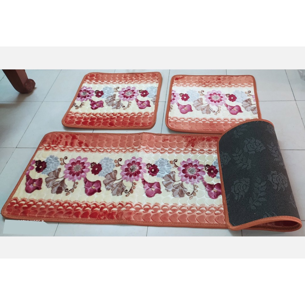 Set of 3 plush rugs with 2 layers of rubber base for lounge chairs (1 ...