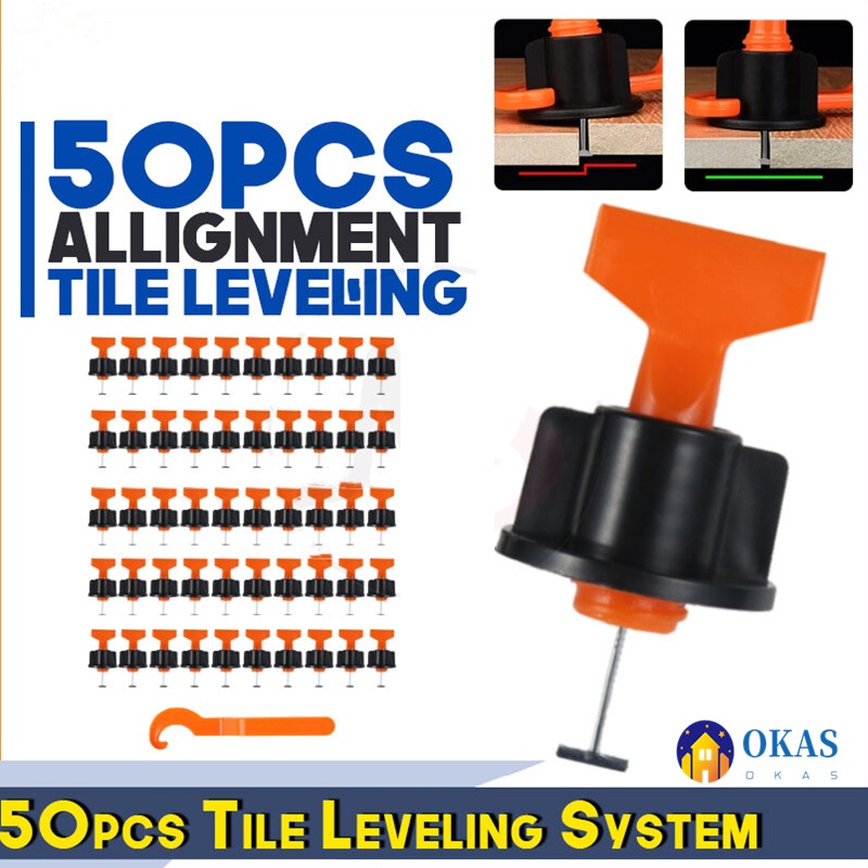 50 PCS Reusable Tiles Leveling Flat System Tools Set Level Wedges ...