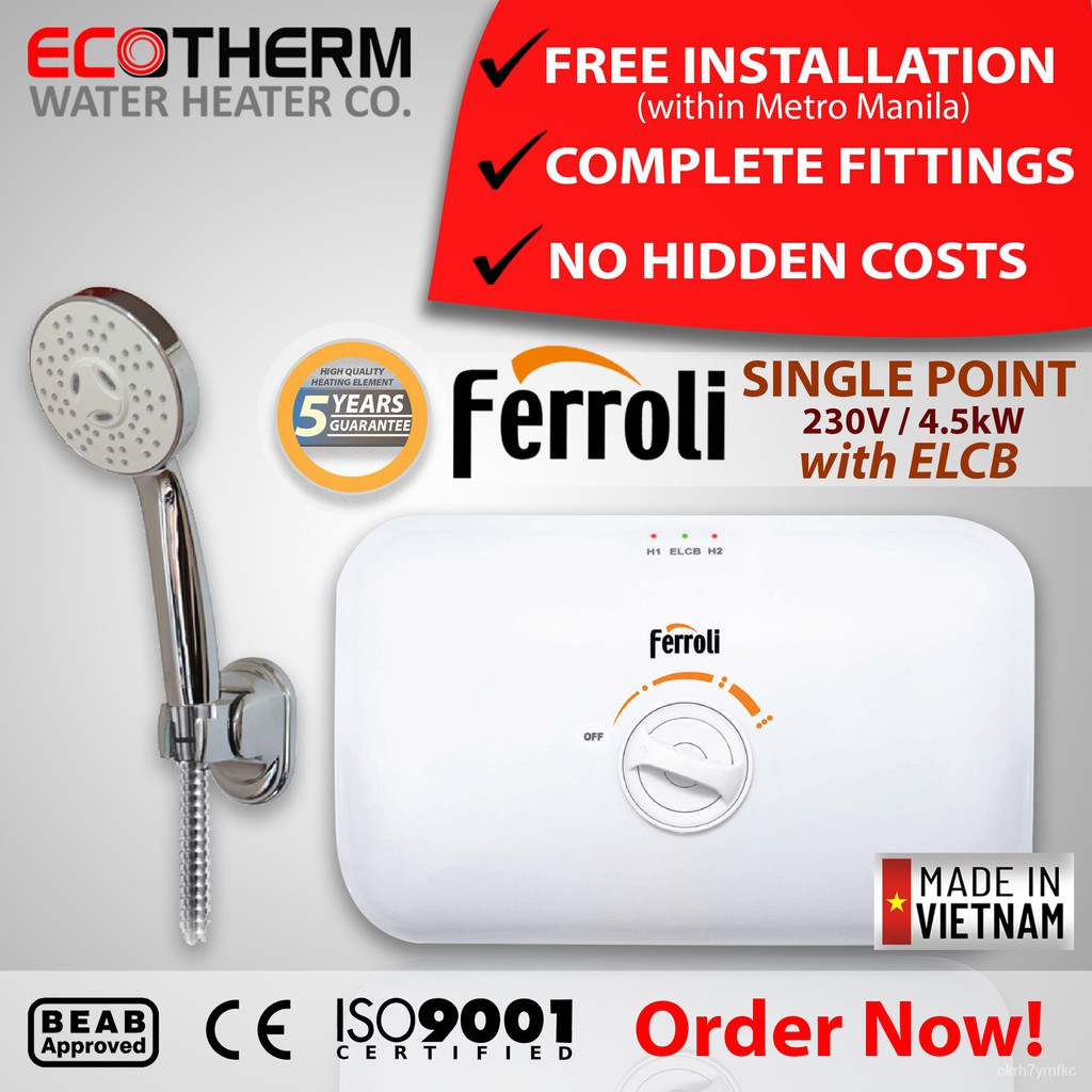Ferroli Rita - Singlepoint Water Heater/Shower Heater (4.5kW) Ecotherm |  Shopee Philippines
