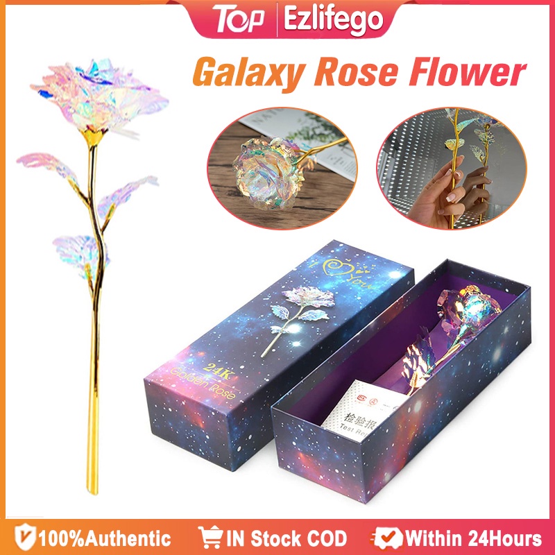 Galaxy Forever Rose Flower 24K Gold Foil Roses Galaxy Rose With Box ...