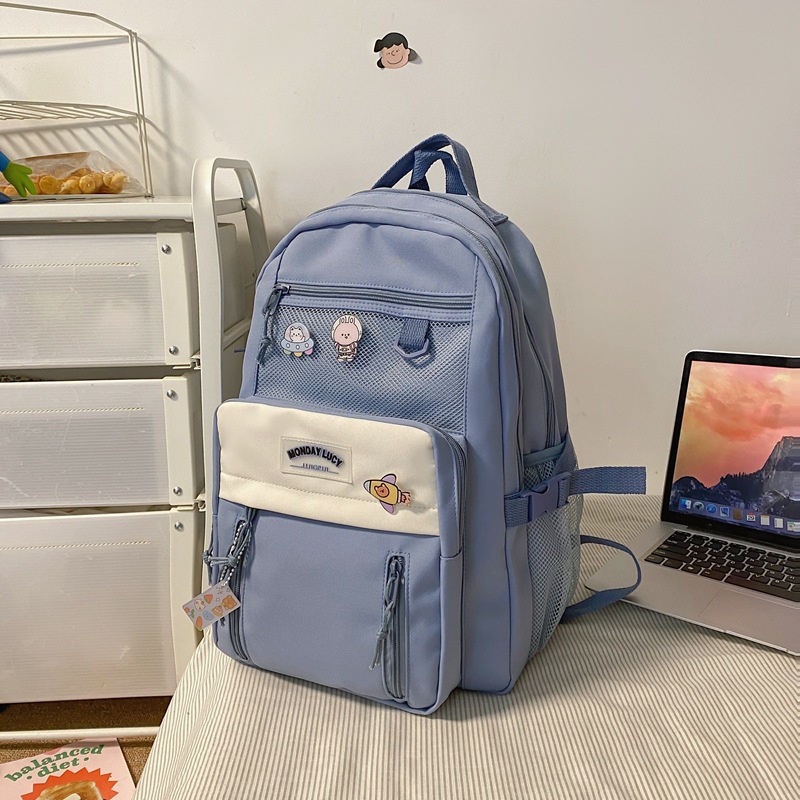 Korean Aesthetic Backpack Student School Bag For Women Waterproof Large ...