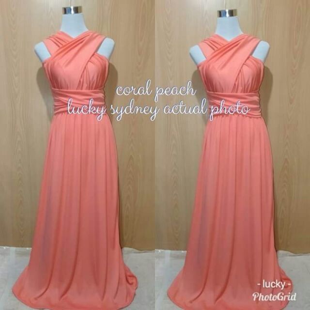 CORAL PEACH infinity dress with attached tube Shopee Philippines