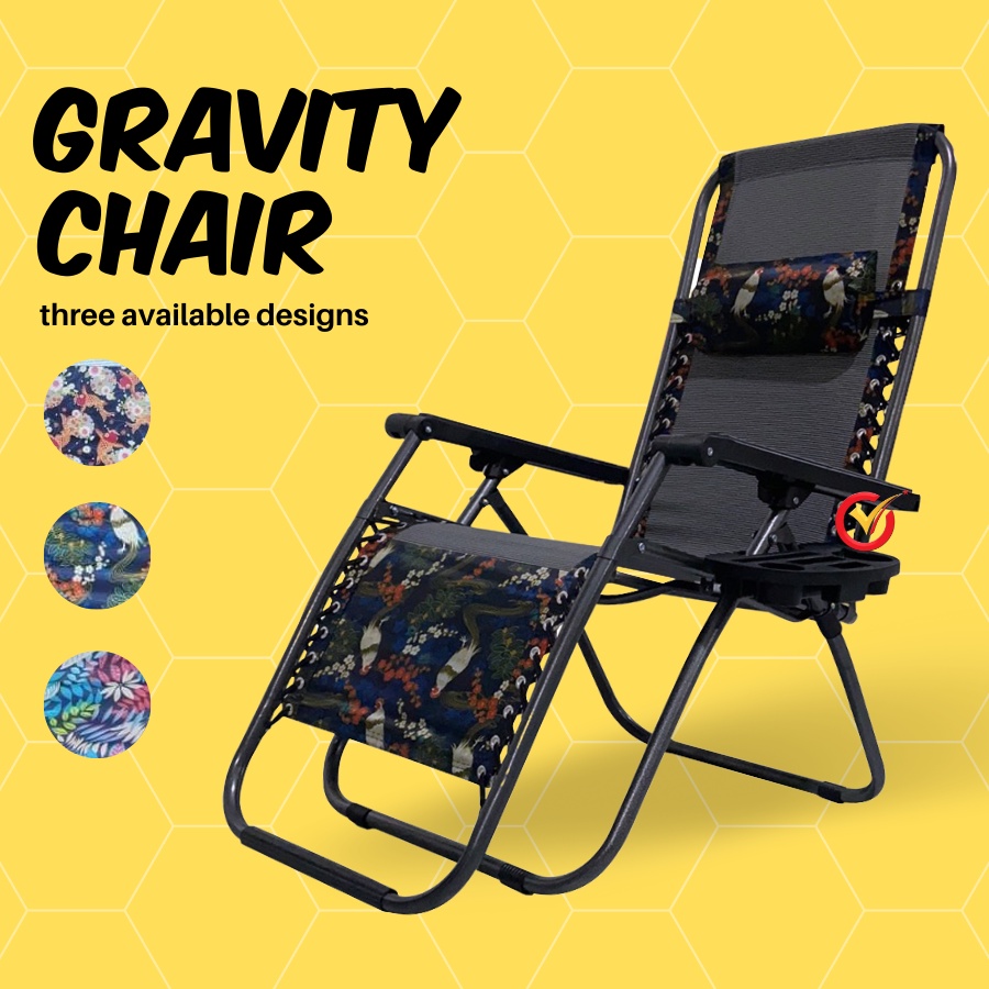 Gravity Chair Reclining Folding Chair Set with Pillow Outdoor