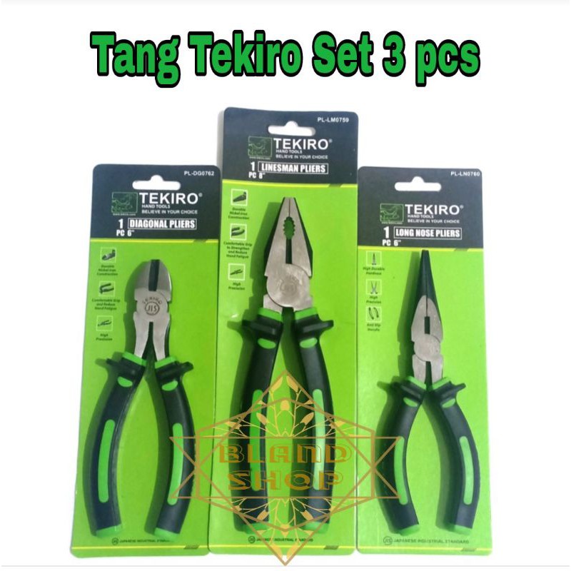 Tekiro 3pcs Pliers Set 6" Taper Pliers 8" Combination Pliers 6