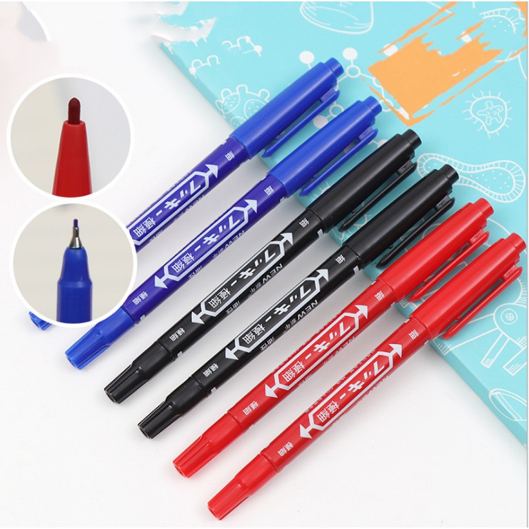 3pcs Different Color Thick (7mm)+ Thin (1.5mm) Both Ends Permanent Marker  Pen