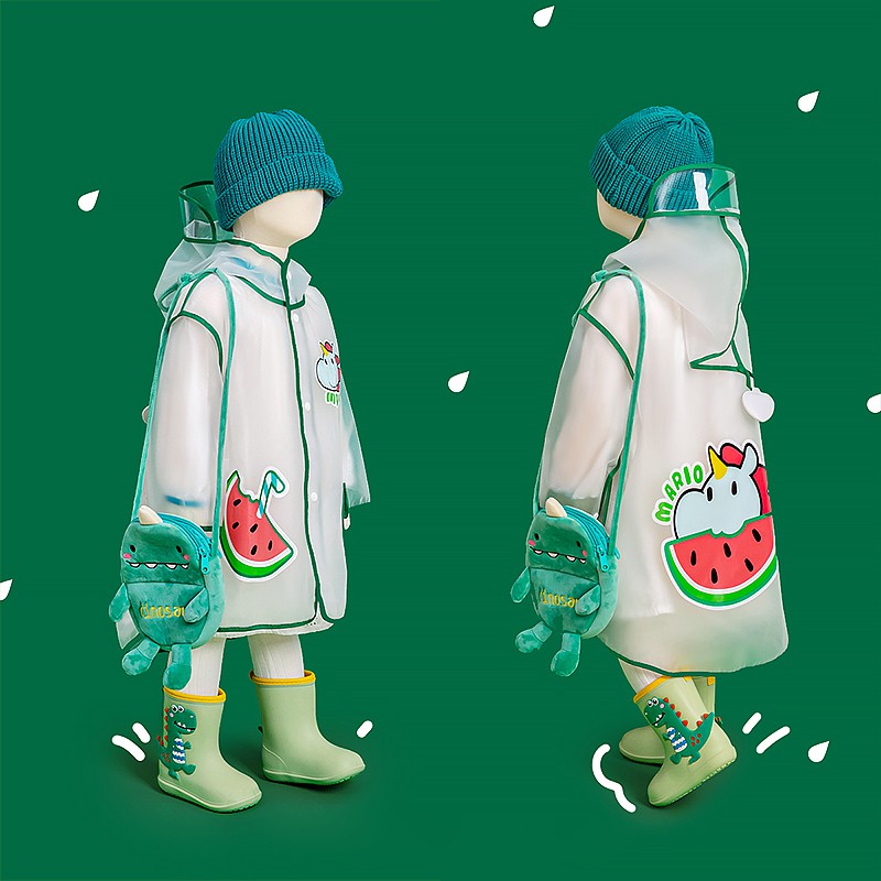 Cheerful Mario Children Cartoon Raincoat Cute Animal Funny Rain Coat 