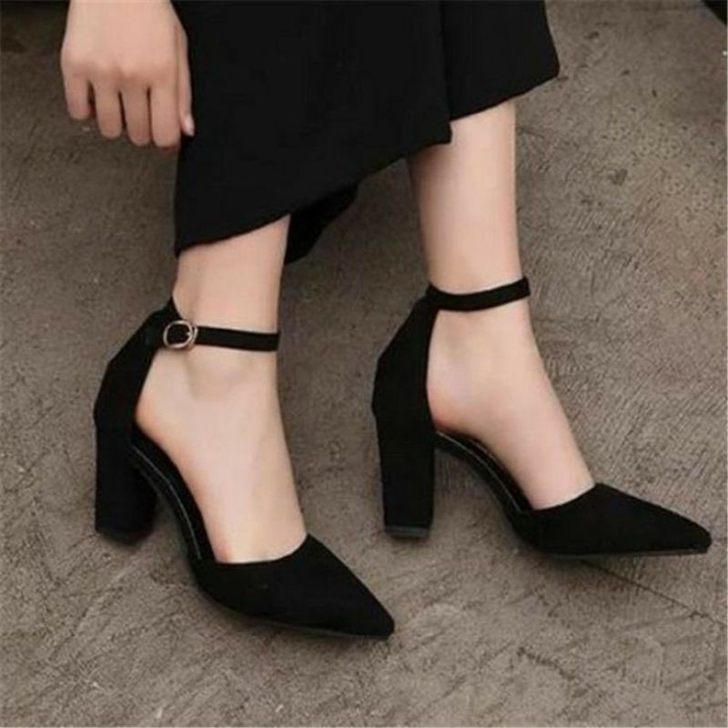 Pointed black heels with hotsell ankle strap