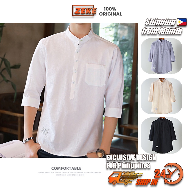 Korean Fit Casual 3/4 Sleeve Polo For Men Plus Size Business Formal ...