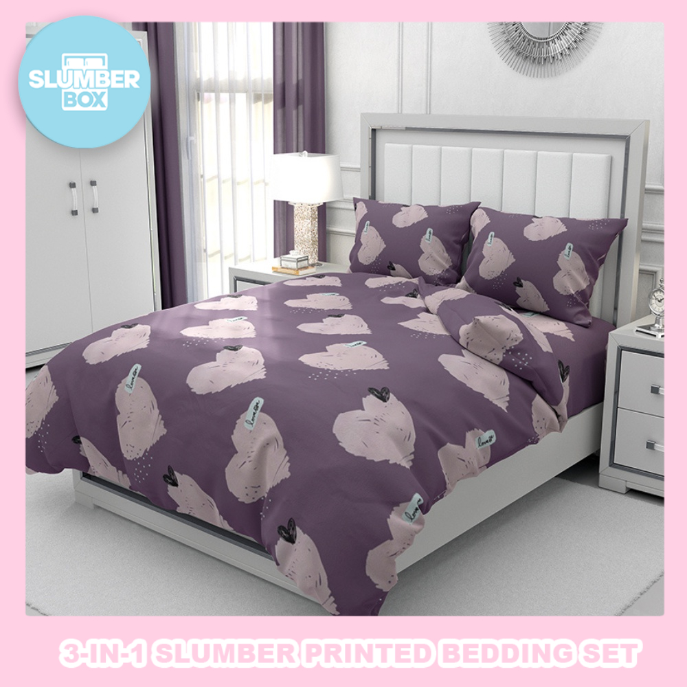 Slumber Box 3in1 Beddings Bed Sheet Home Bedsheet Set (2 Pillowcase + 1