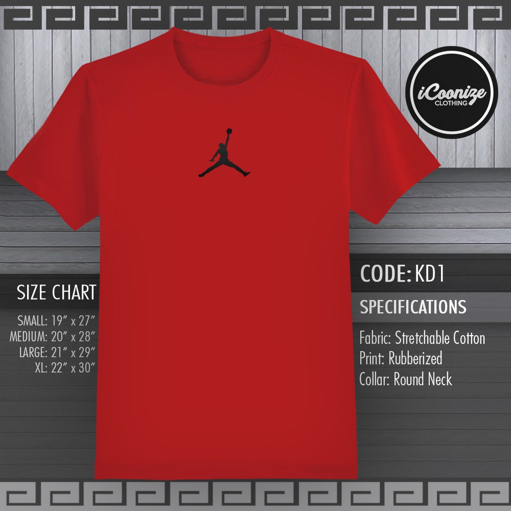 Jordan t shirt 2025 size chart