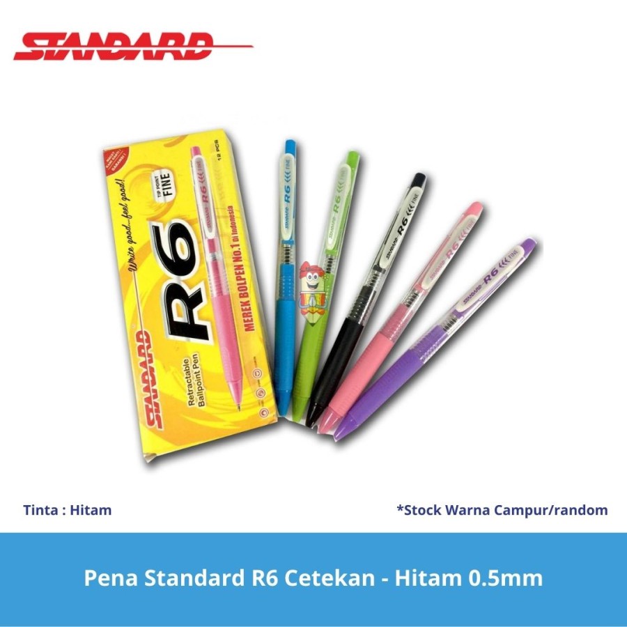 Standard R6 Pen / Retractable Ballpoint Pen 0.5mm | Shopee Philippines