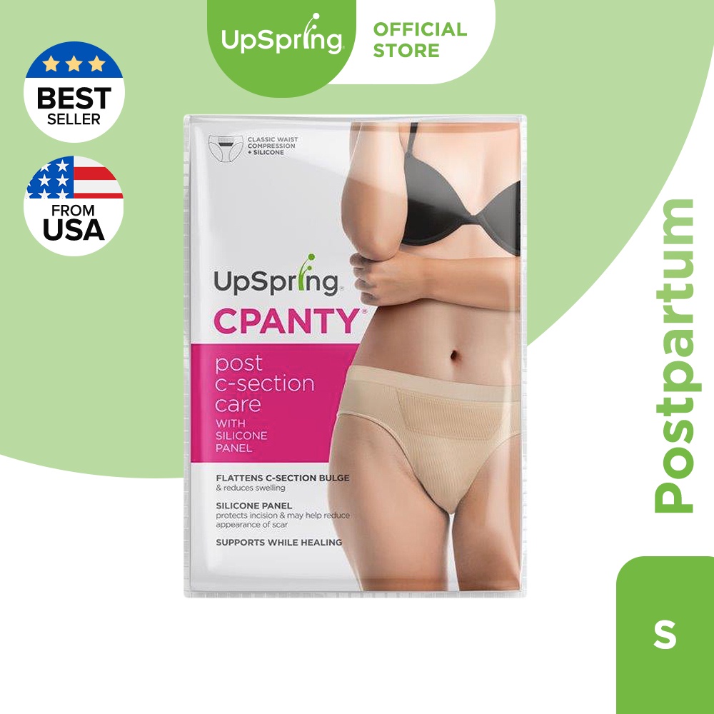 Upspring C-Panty C-Section Recovery Panty, Classic Waist Postpartum  Compression Underwear, (Nude/Black, S/M), 1 Count