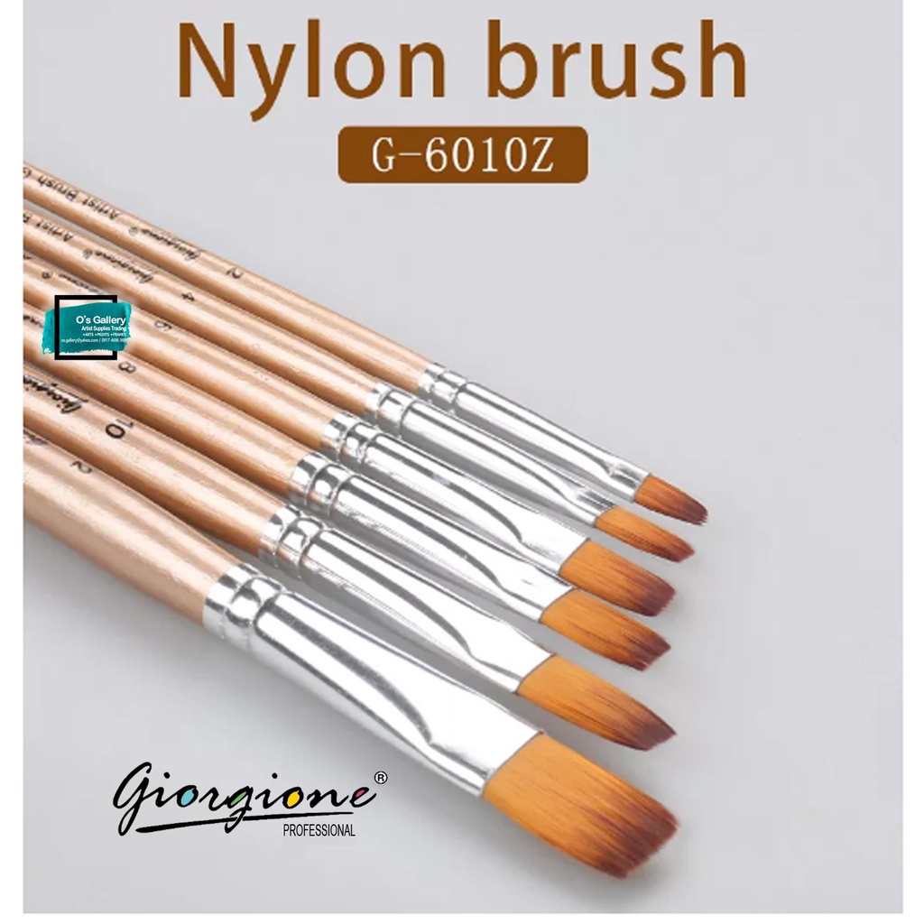 Giorgione 6pcs Filbert and Round Shape Nylon Hair Wooden Handle ...