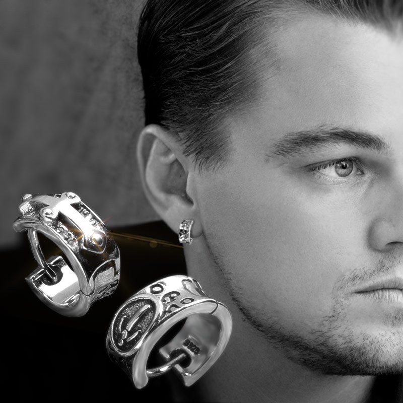[1 Pair Set] S925 Silver Knight Earrings Retro Time Cross Sword Male ...