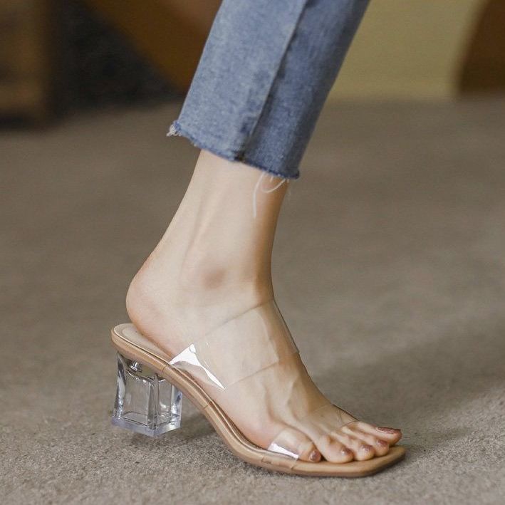 Clear sandals high heels best sale