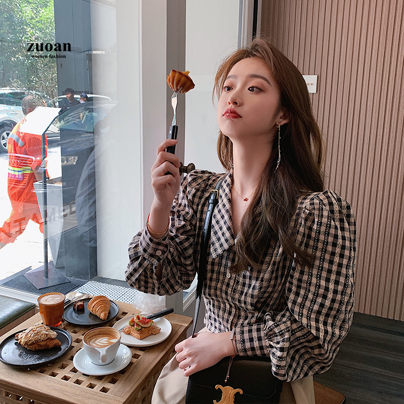 Plaid Doll Collar Shirt main image 1