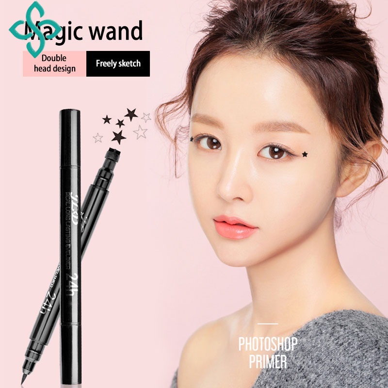 Double Headed Stamp Liquid Eyeliner Pencil Black Super Waterproof Quick Dry Cosmetic By Shopee 