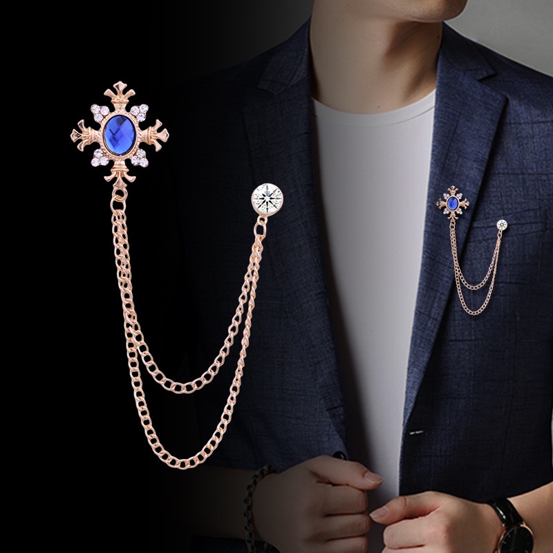 New Arrival Fashion Cross Pin Men's Tassel Chain Collar Brooch Women's ...