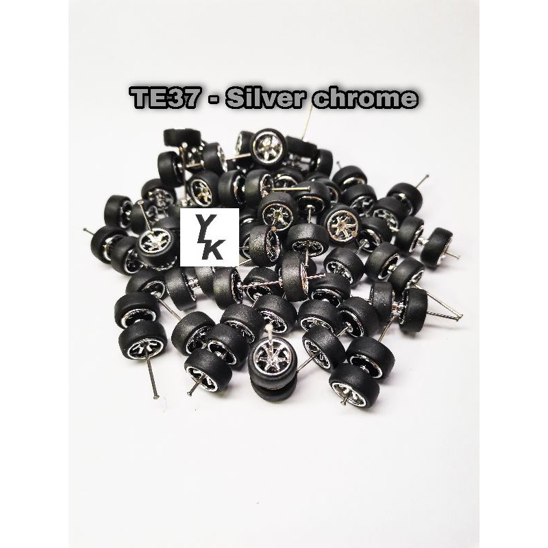 1/64 tayar getah rim - 10set of TE37 silver chrome (oem) rubber wheels ...