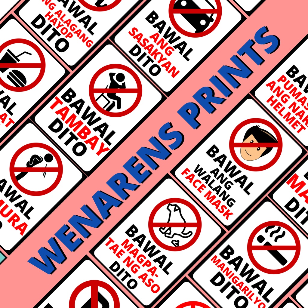 Bawal Signboard Tagalog PVC Laminated Sign Waterproof Signage A4 Size