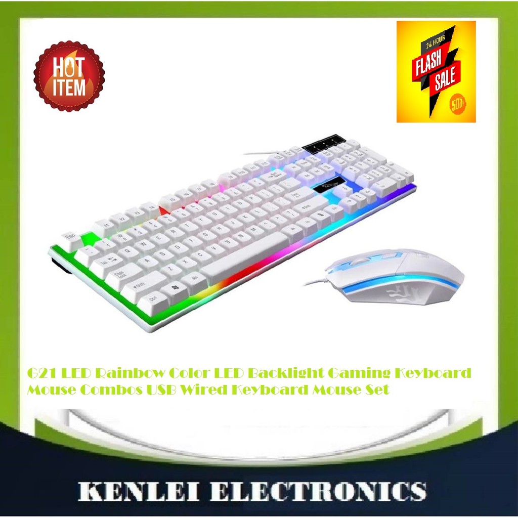 G21 LED Rainbow Color LED Backlight Gaming Keyboard Mouse Combos