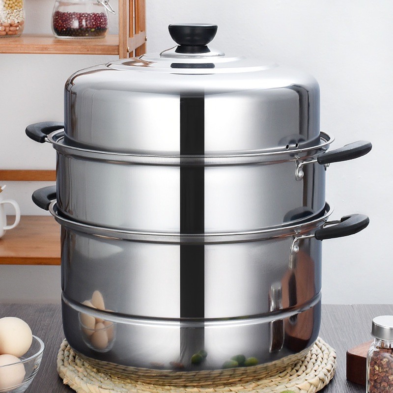 3 Layer Steamer 32cm/30cm/28cm Stainless Steel cooking pots cookware ...