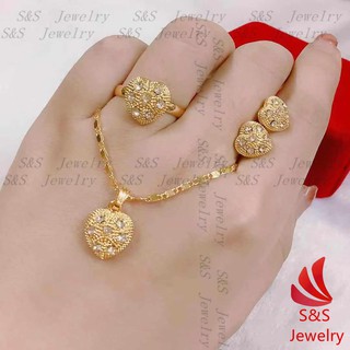 24K Bangkok Gold Heart 4 in 1 Set (Necklace/Earrings/Bracelet/Ring