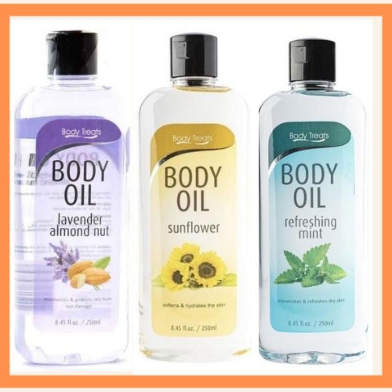 Body Treats Body Oil Lavender Almond Nut/Sunflower Oil/Refreshing Mint