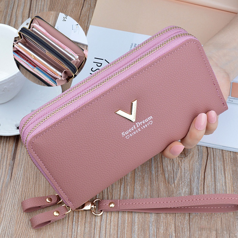 New Wallet PU Leather Wallet Women's Clutch Leisure Purse Long Coin Purse  Card Holders