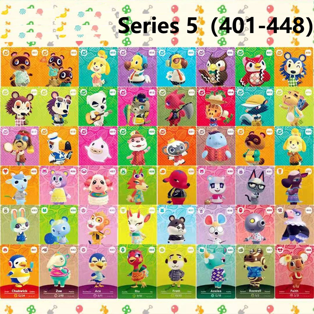 48 Pcs NS Switch Animal Crossing New Horizon Series 5 amibo Cards Game Animals Crossing new leaf