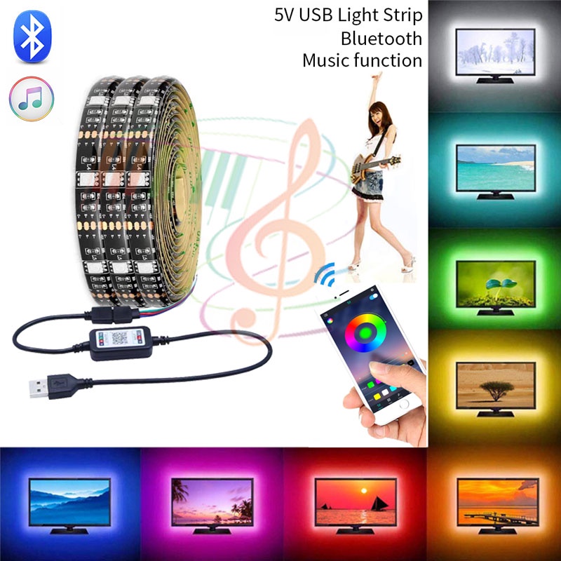 RGB DC5V USB Led Strip Lights 5050 LED Lamp Flexible 5M 4M 3M 1M ...