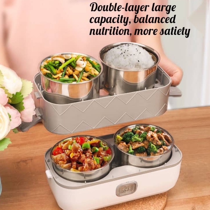 2 Layers Stainless Steel Lunch Box Portable Thermal Bento Boxes Insulated  Lunch Box Insulated Lunch Box Food Storage Containers For School Office  1.6l