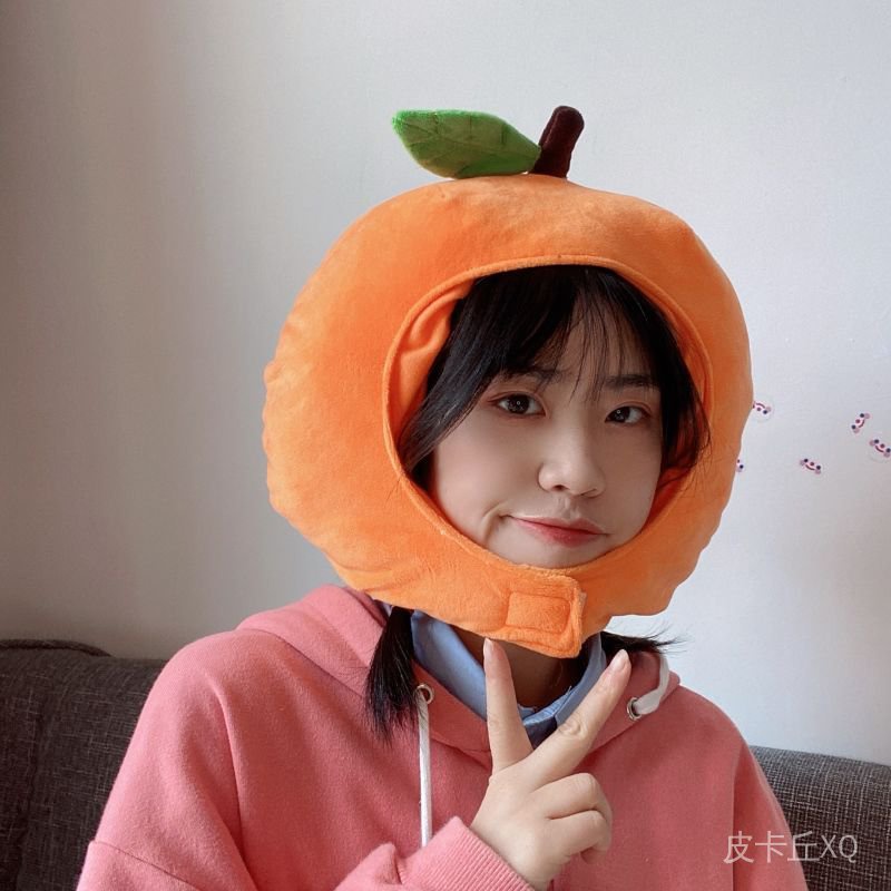 Japanese Korean ins Girl Heart Cute Creative Fruit Orange Headgear Hat
