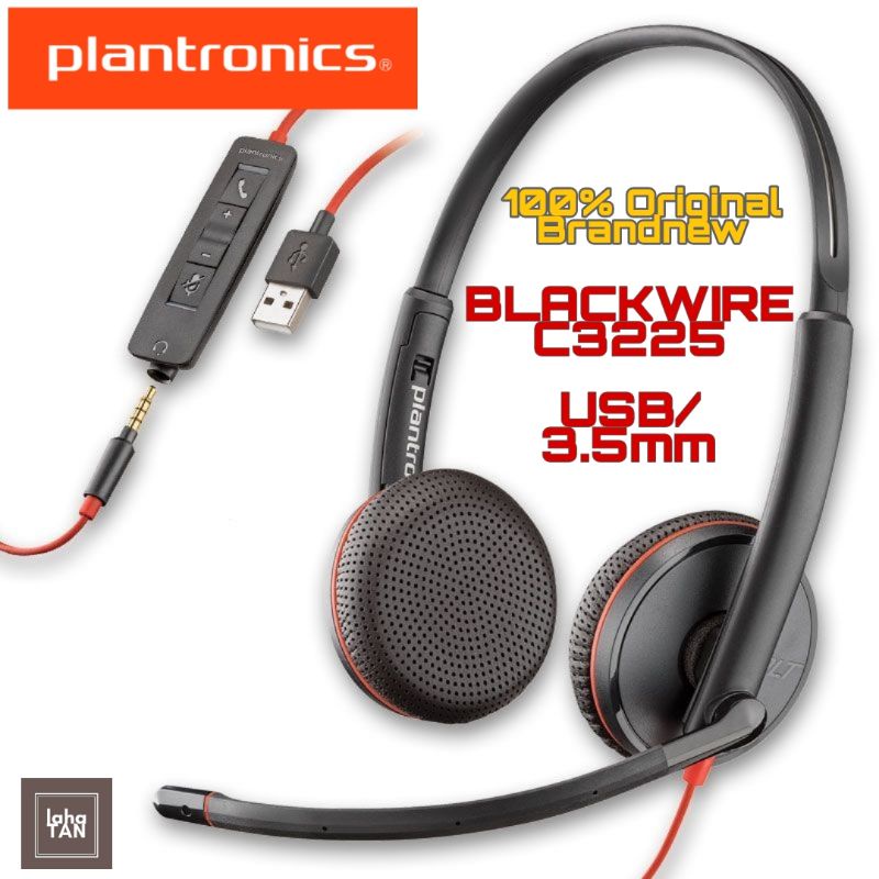 PLANTRONICS BLACKWIRE C3225 NEW 100 ORIGINAL USB 3.5mm DUO NOISE CANCELLING HEADSET