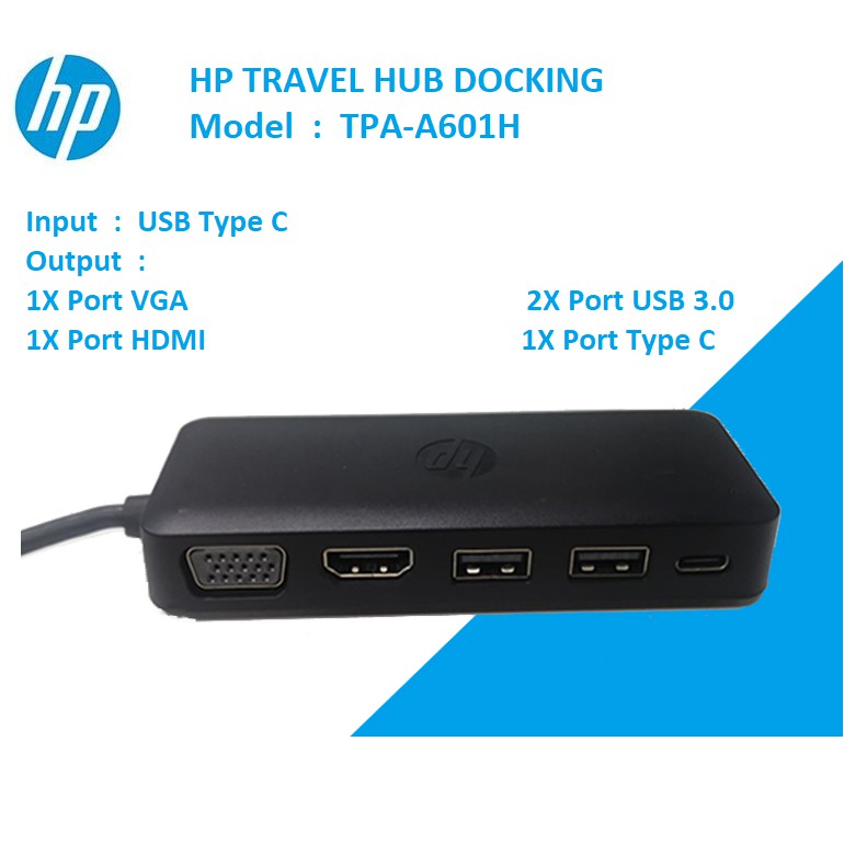 Hp Mini Travel HUB Docking USB Type C VGA HDMI RJ45 Original | Shopee ...