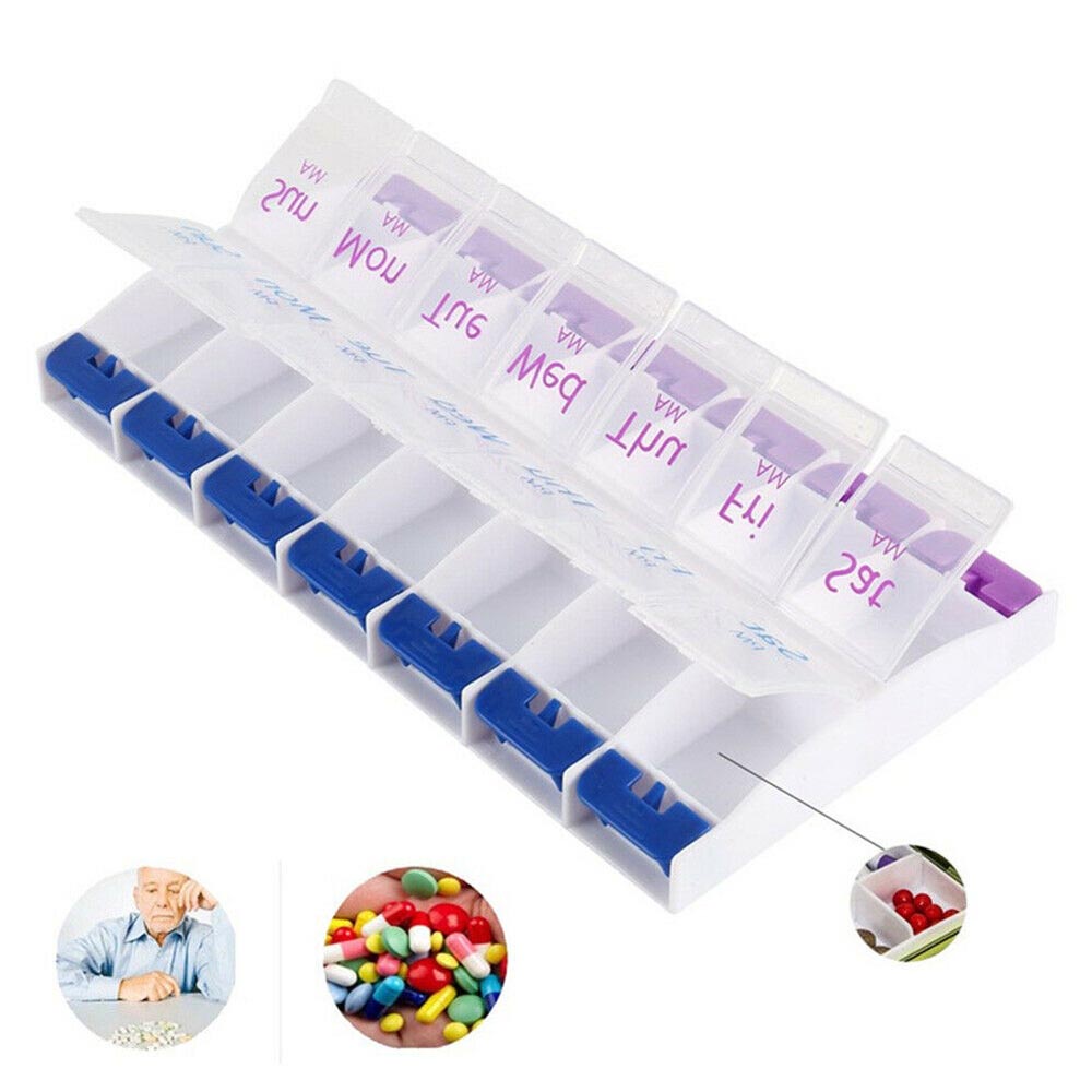 14 Grids 7 Days Weekly Pill Case Medicine Kotak Ubat Dispenser Pill ...