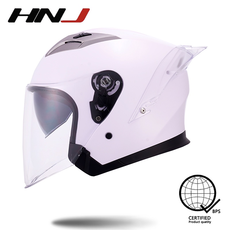 HNJ 916 Half Face Motorcycle Helmet With Spoiler Wing Dual Visor Motor ...