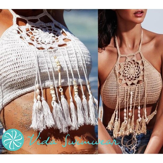 Crochet Bikini Top Knitted Bikini Swimwear Crop Top Shopee Philippines