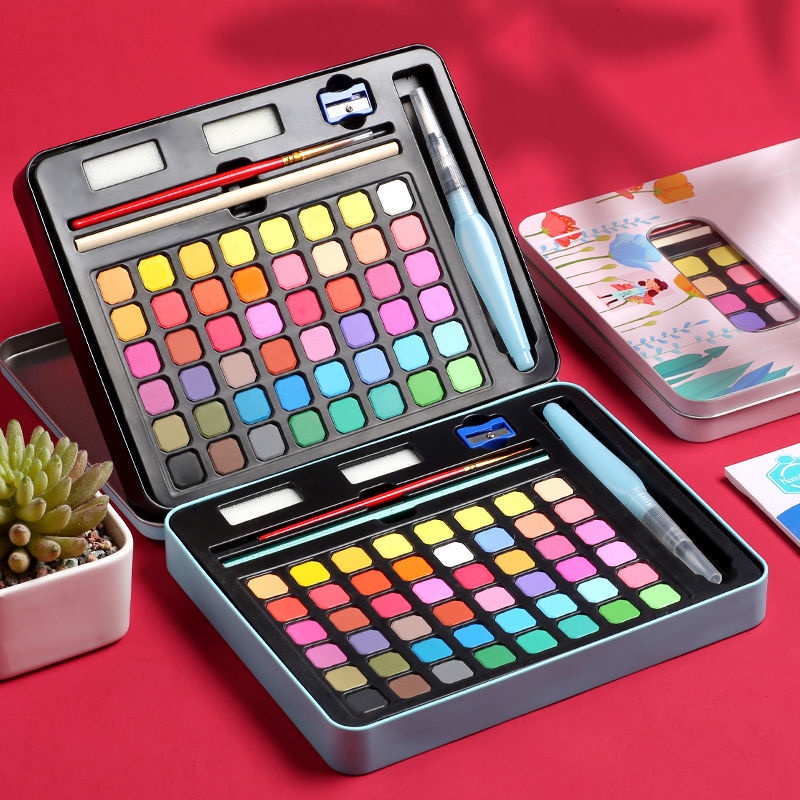 Iron box solid watercolor paint set 48 color student beginner art